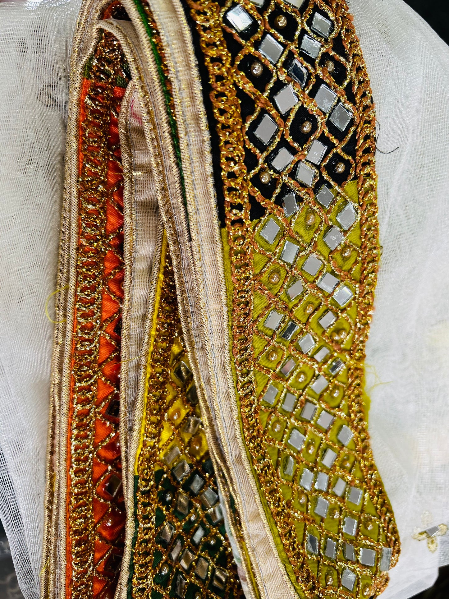 Net Duppattas with mirror work border