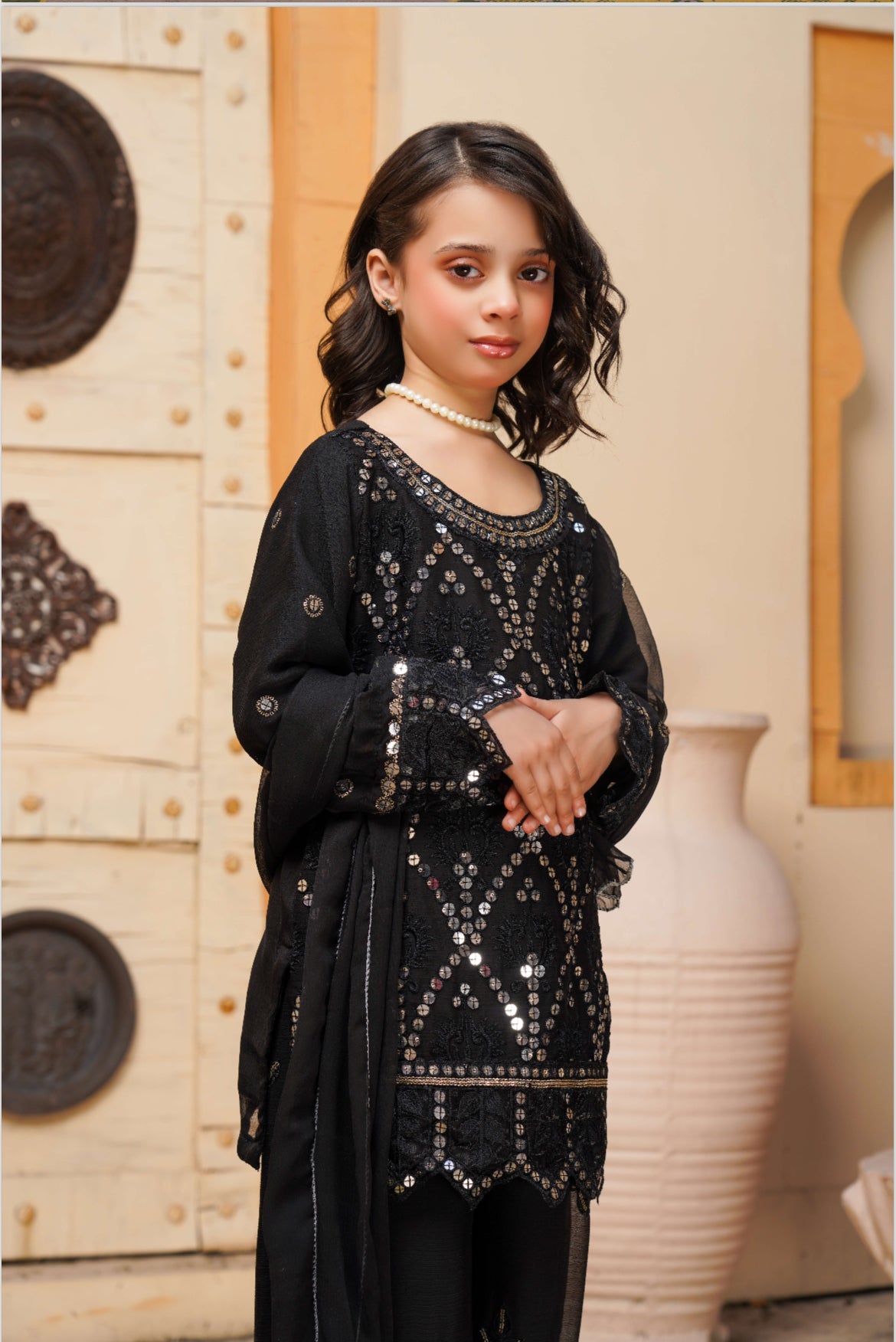 EMBROIDERED CHIFFON 3 PIECE SUIT
