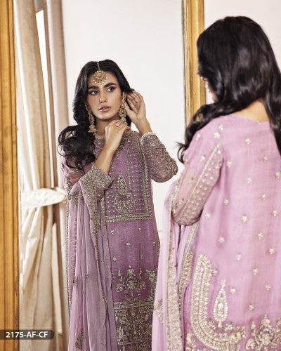 Stitched 3 Piece Embroidered Chiffon Suit