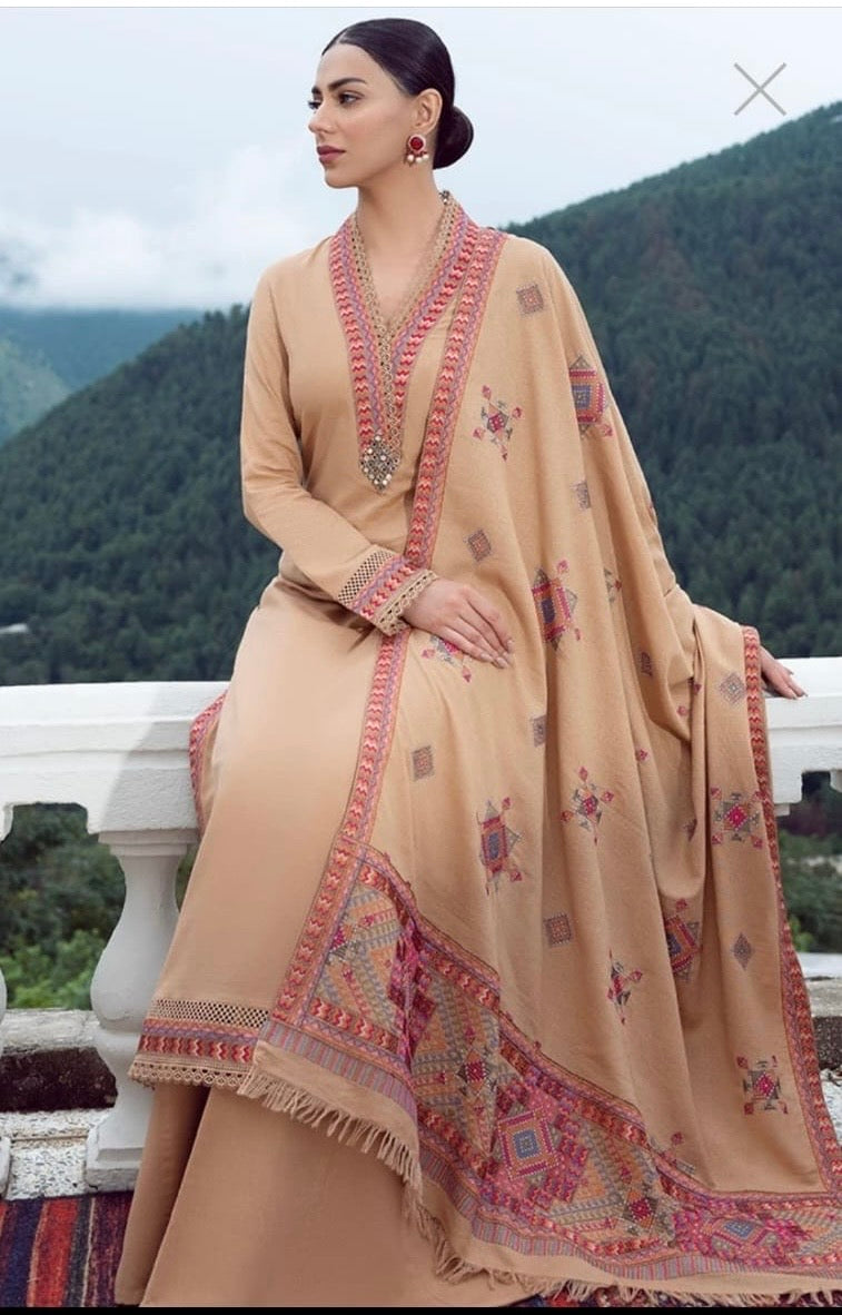 Bareeze 3PC Embroidered karandi Suit