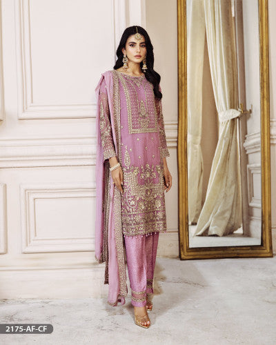 Stitched 3 Piece Embroidered Chiffon Suit